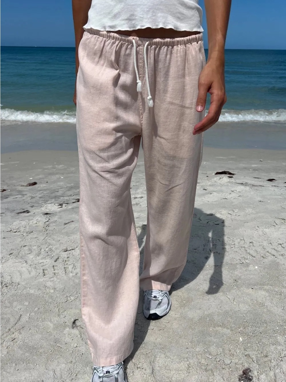 Brandy Melville Pale Pink Drawstring Linen Pants  Joggers